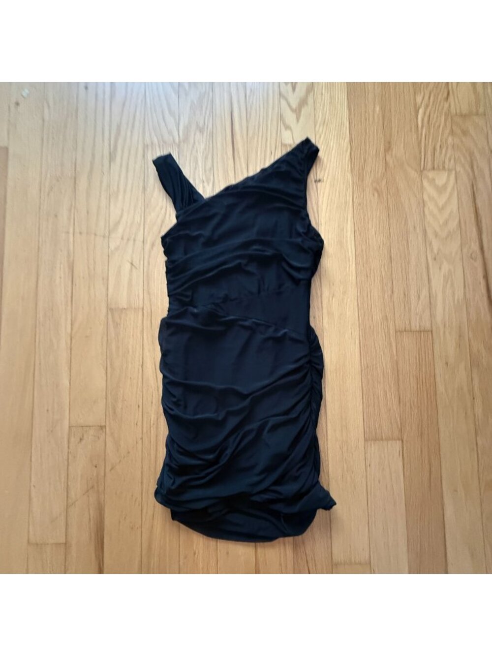 Cider Women's Large Black Mesh Asymmetrical Shoulder Bodycon Dress